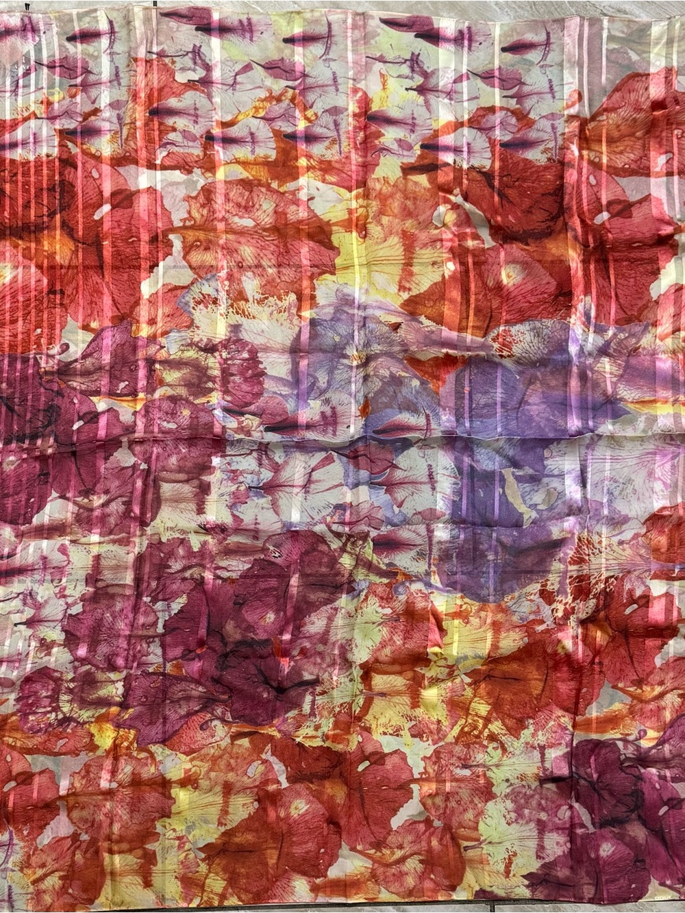 Lanvin Abstract Multicolor Art Fabric - Vibrant Red, Purple & Yellow 34x34
